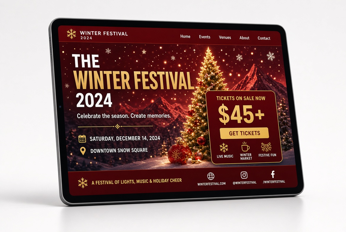 Event ticketing website on a tablet
